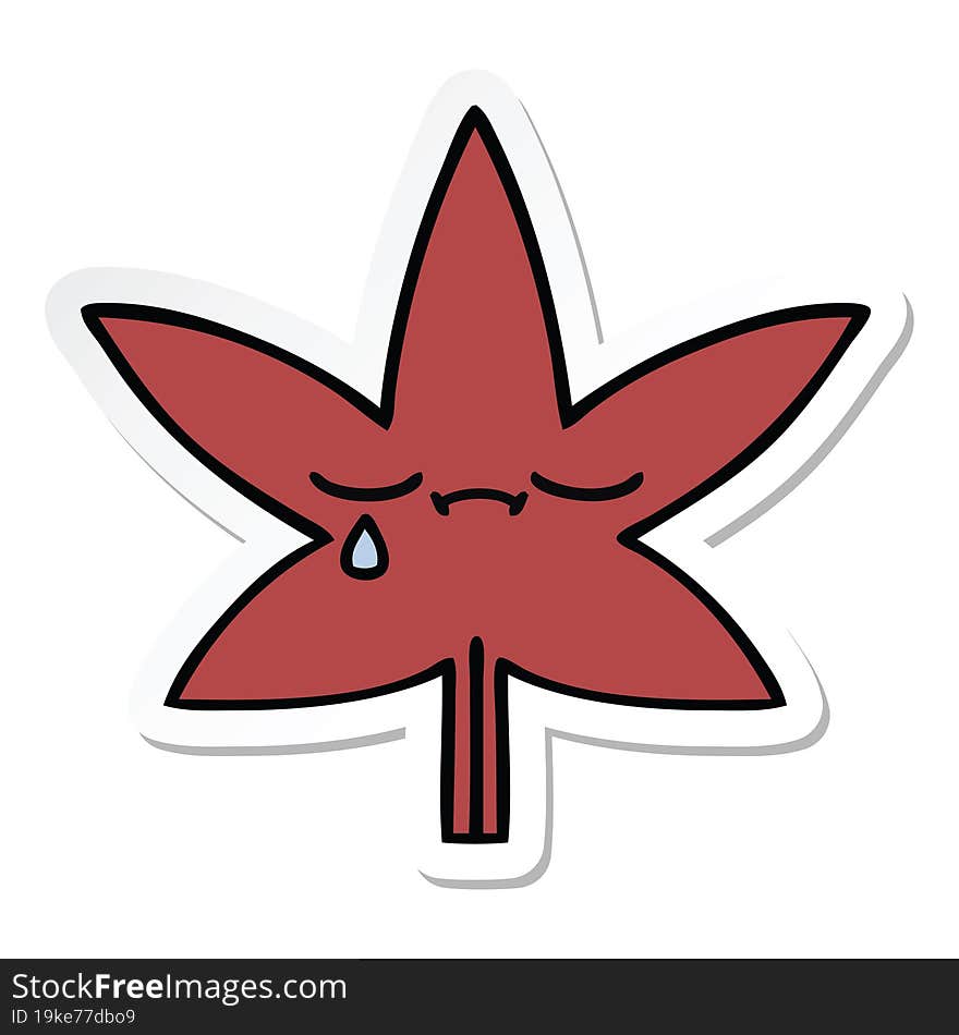 sticker of a cute cartoon autumnal leaf