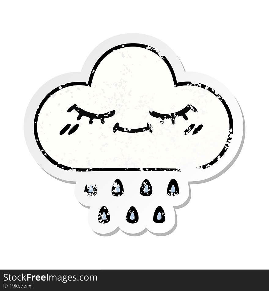 Distressed Sticker Of A Cute Cartoon Rain Cloud