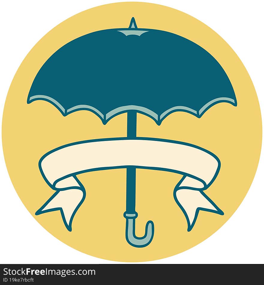 Icon With Banner Of An Umbrella