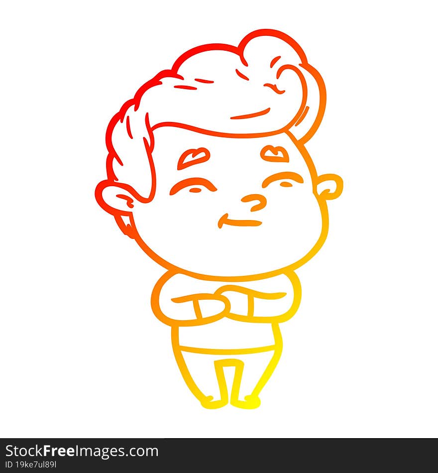 warm gradient line drawing happy cartoon man