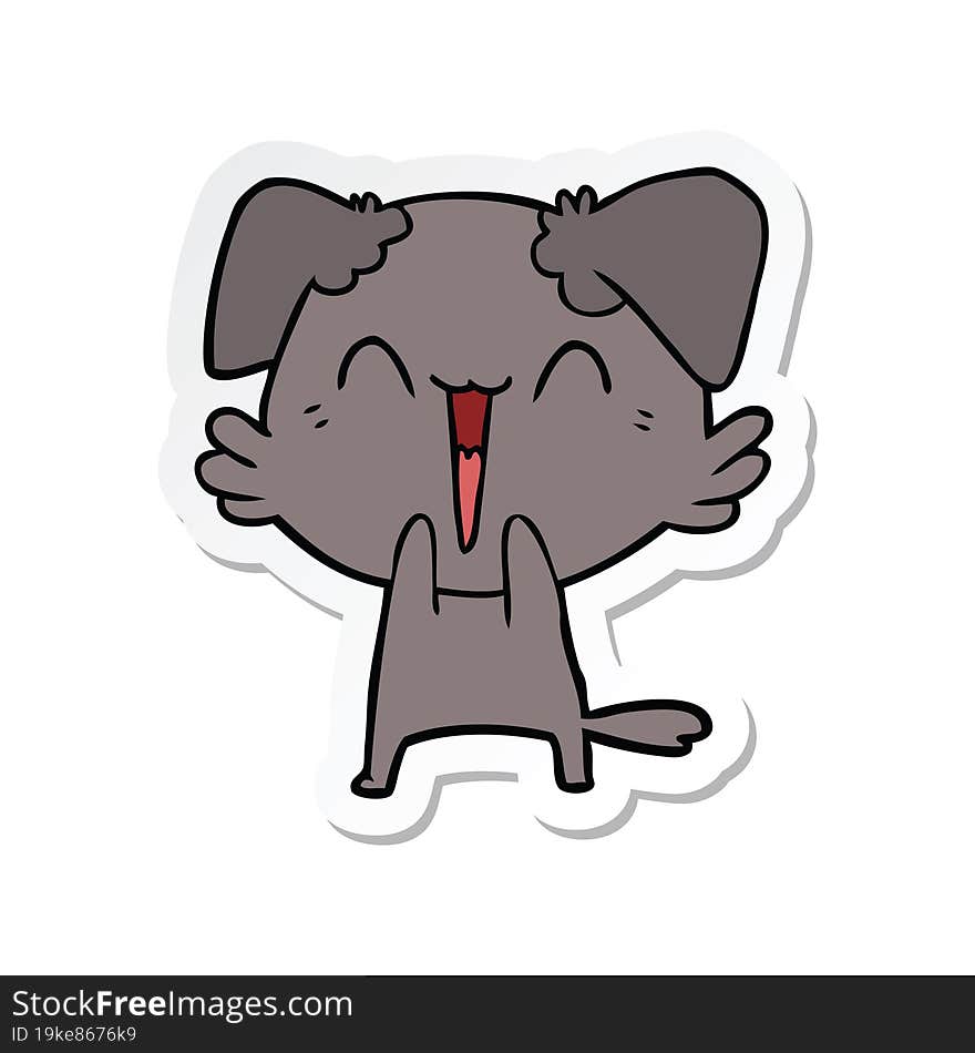 sticker of a happy little dog cartoon