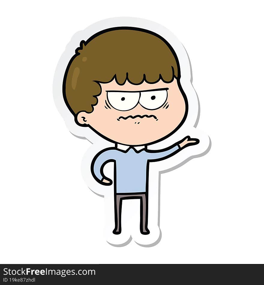 sticker of a cartoon annoyed man