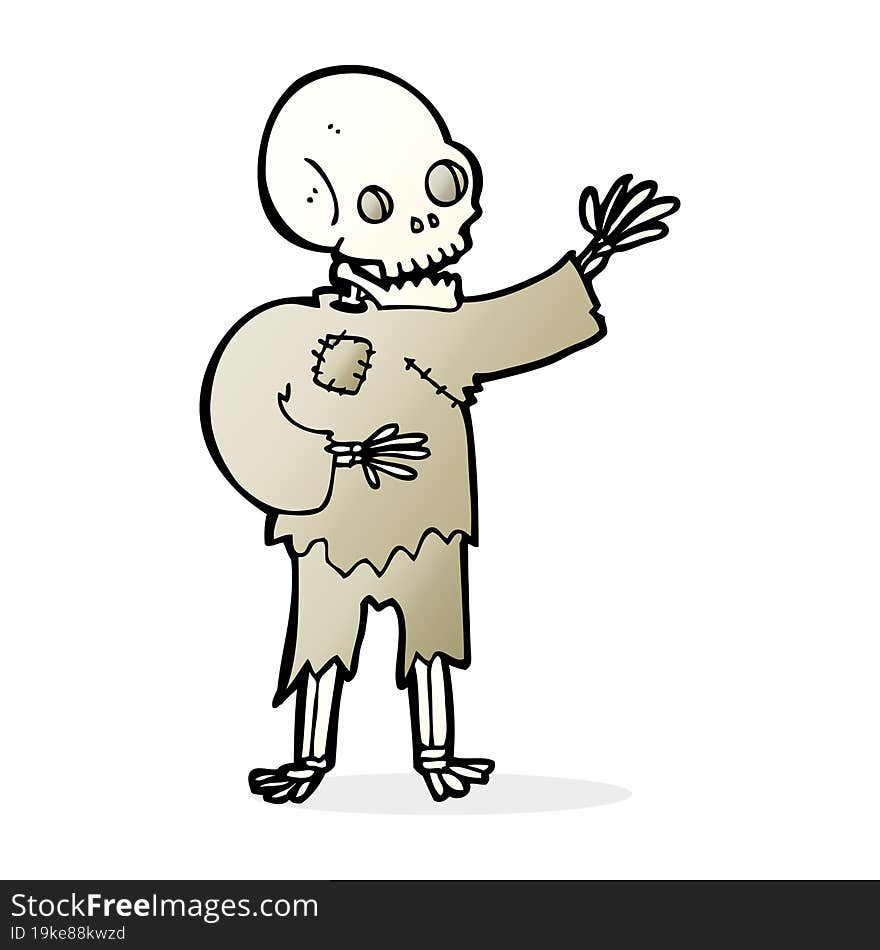 Cartoon Skeleton Waving