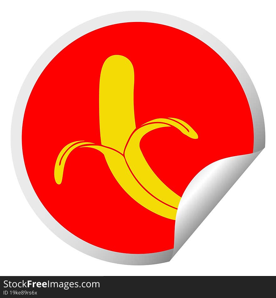 peeling sticker of a quirky cartoon banana