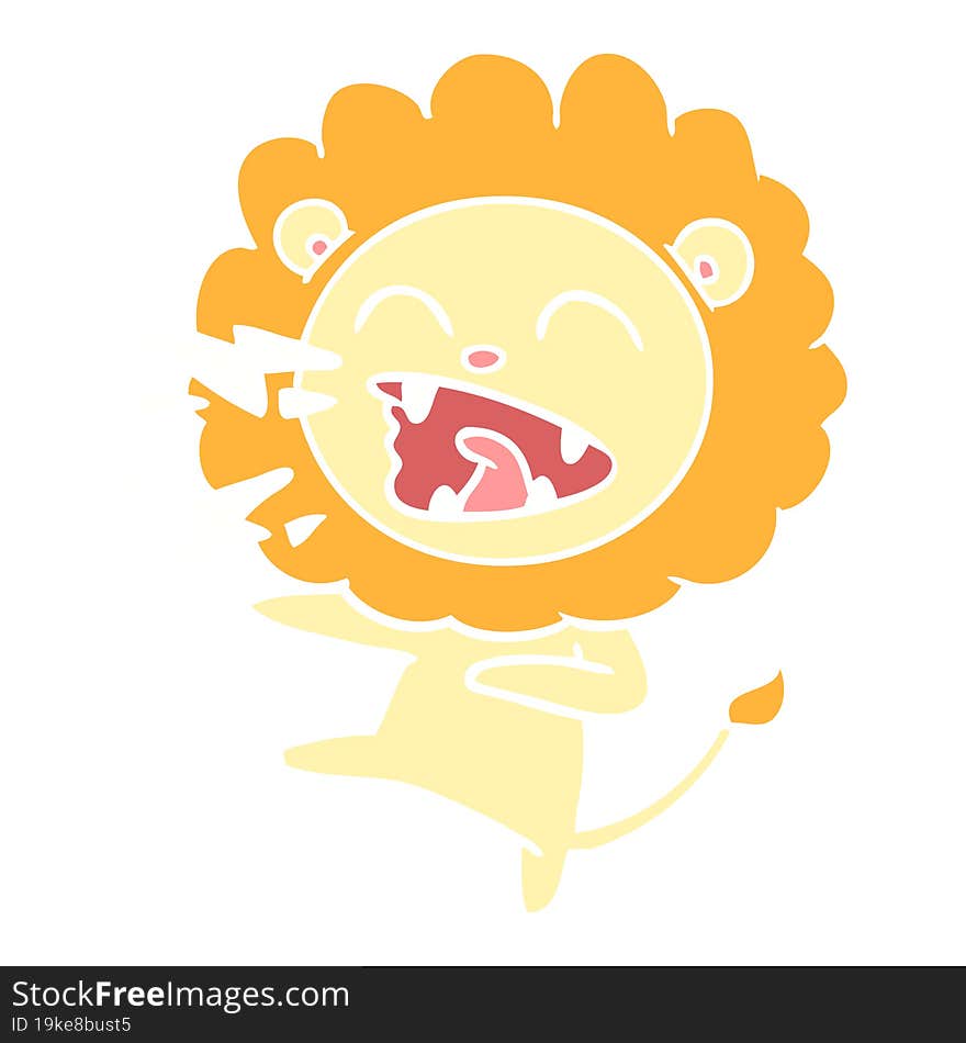 flat color style cartoon roaring lion