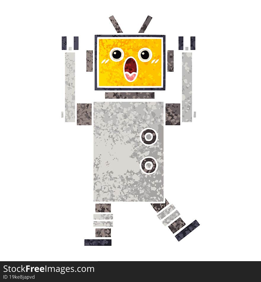 Retro Illustration Style Cartoon Robot