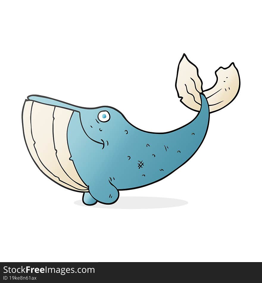 freehand drawn cartoon whale