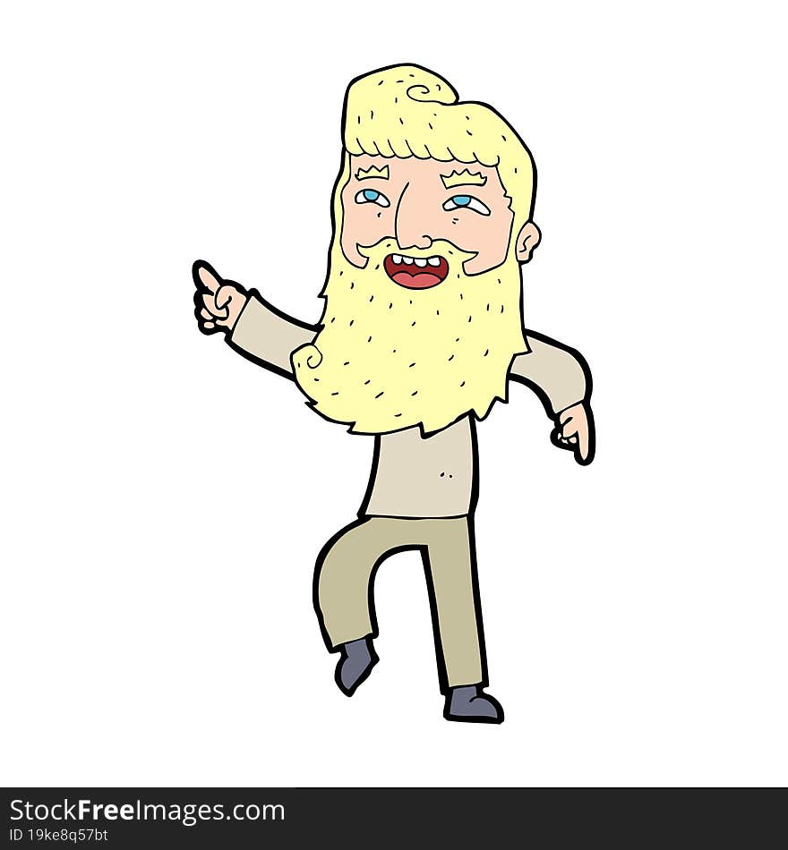 cartoon man with beard laughing and pointing