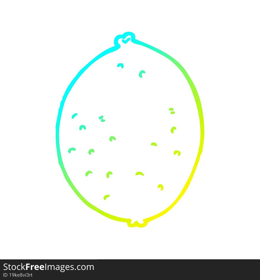 cold gradient line drawing cartoon lemon