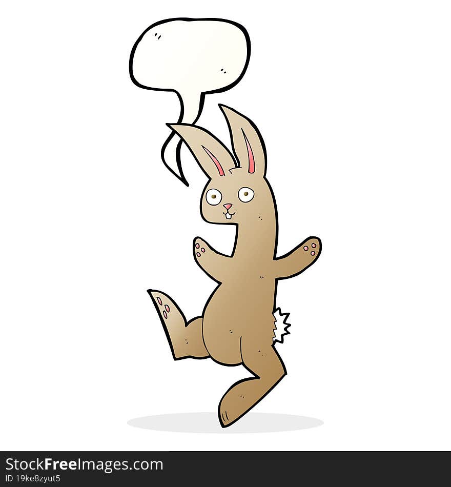 Funny Cartoon Rabbit With Speech Bubble