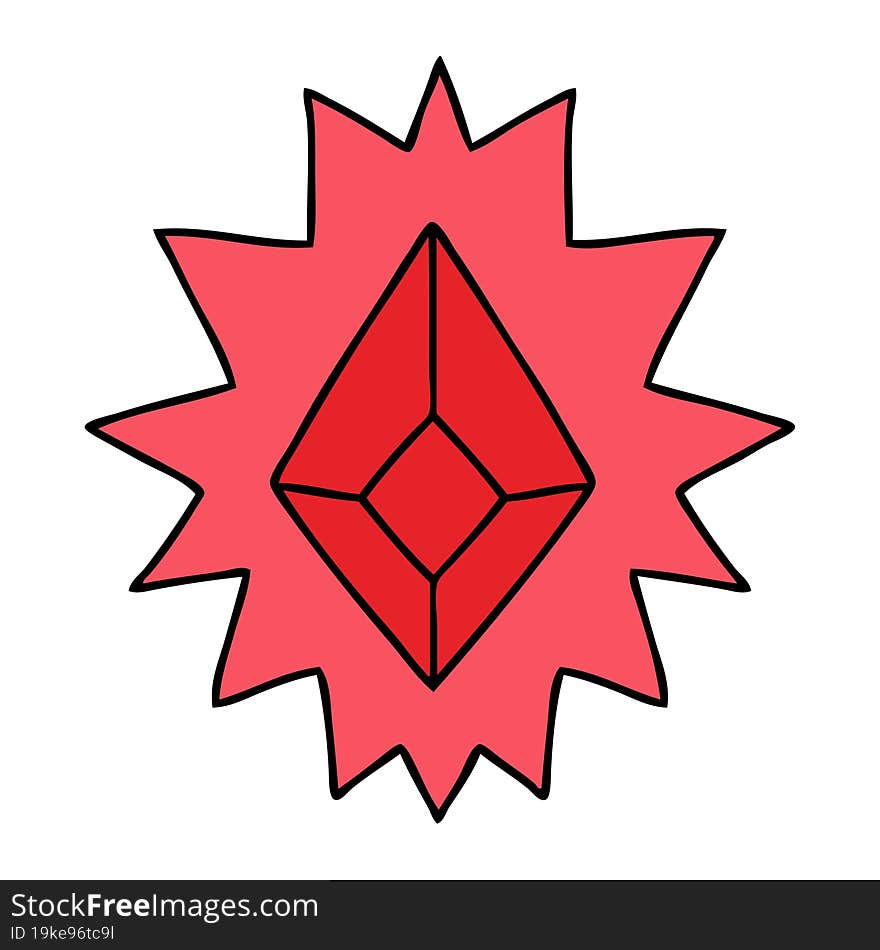 Cartoon Doodle Of A Red Bright Jewel