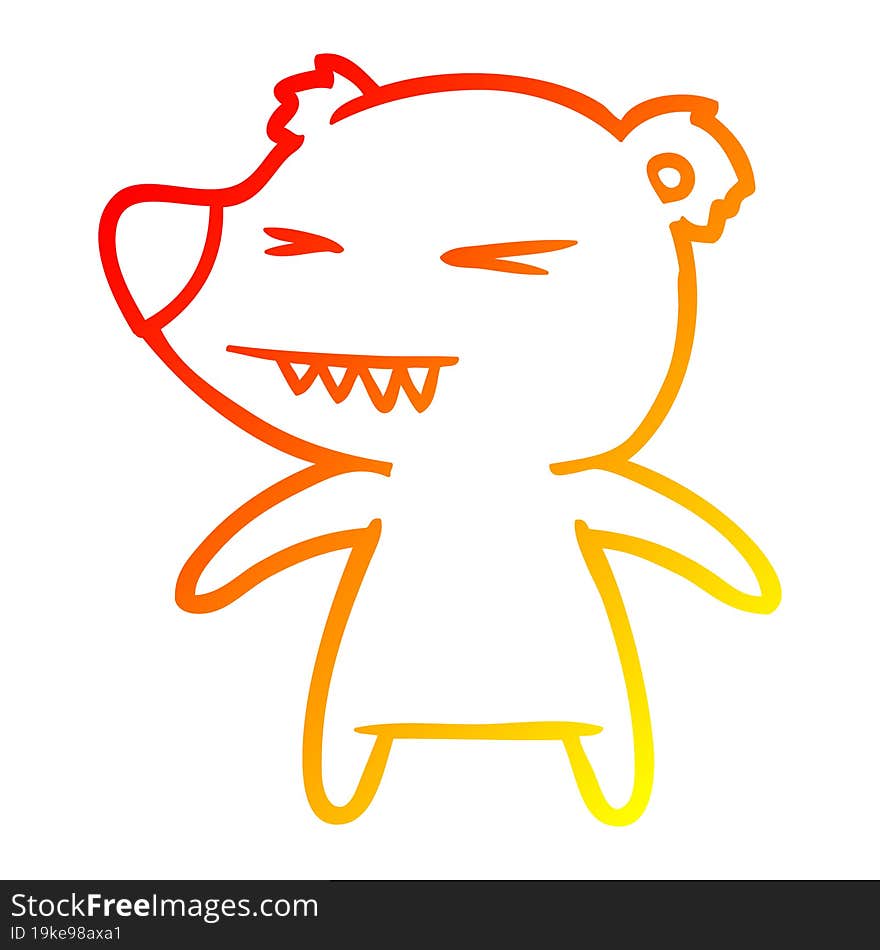 warm gradient line drawing of a angry bear cartoon