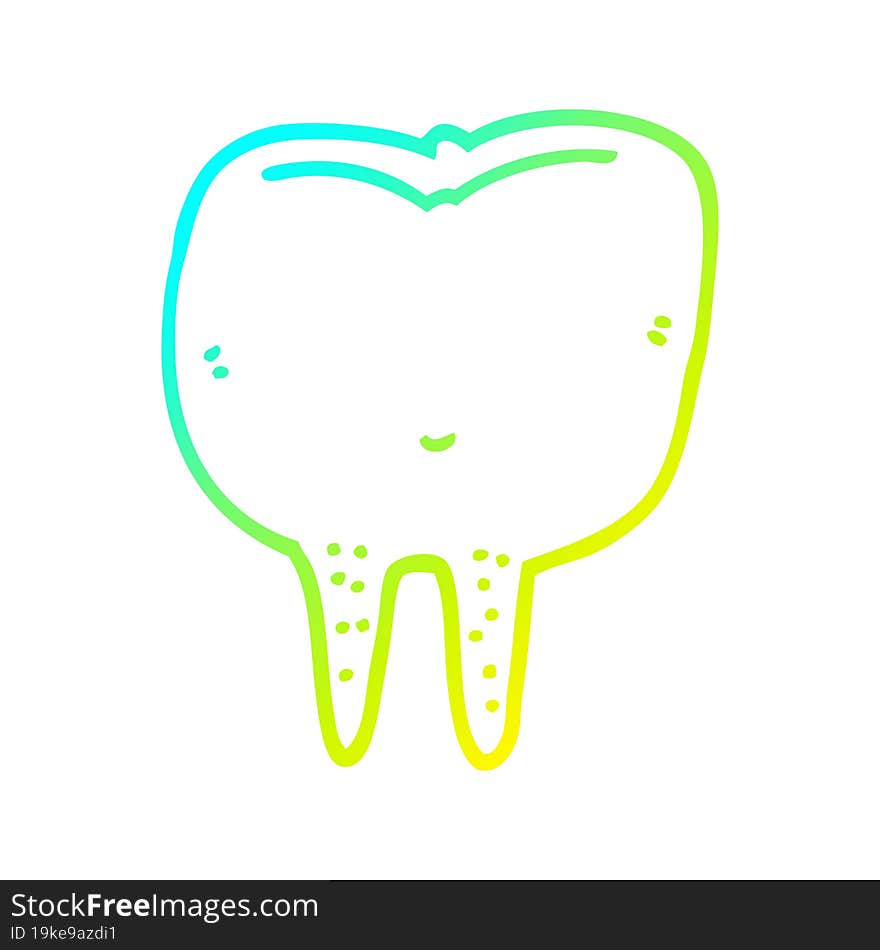 cold gradient line drawing cartoon tooth