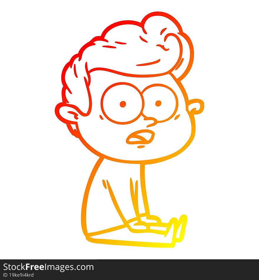 Warm Gradient Line Drawing Cartoon Staring Man