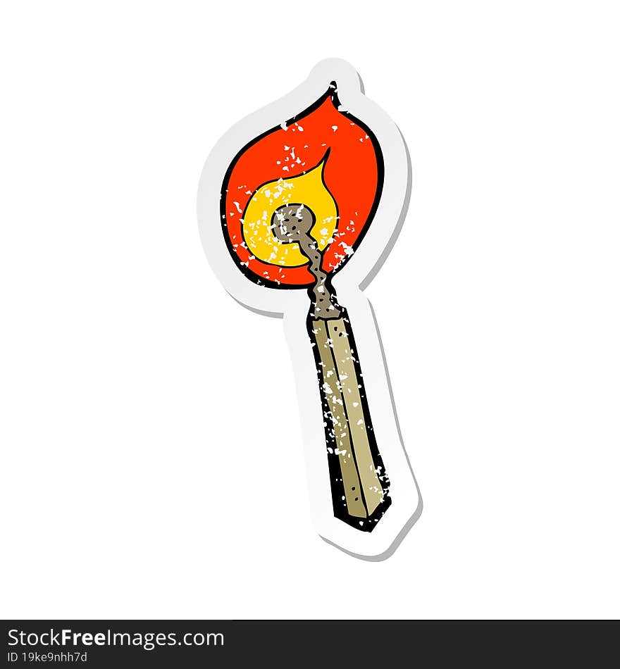 retro distressed sticker of a cartoon burning match