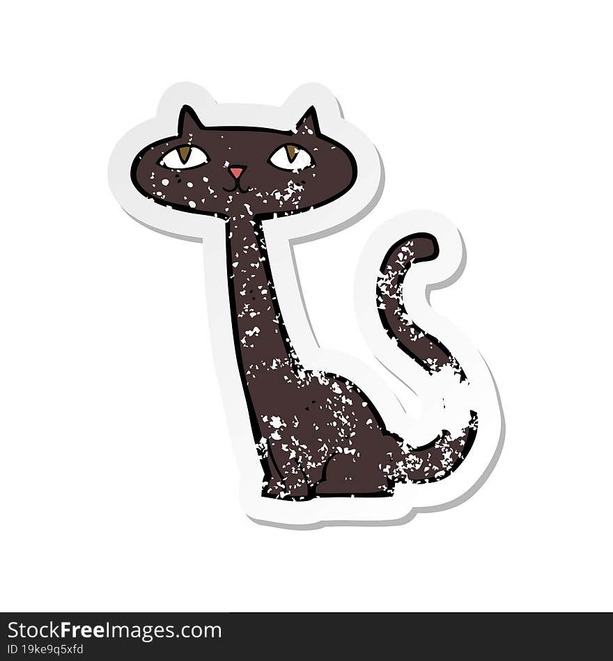 retro distressed sticker of a cartoon black cat