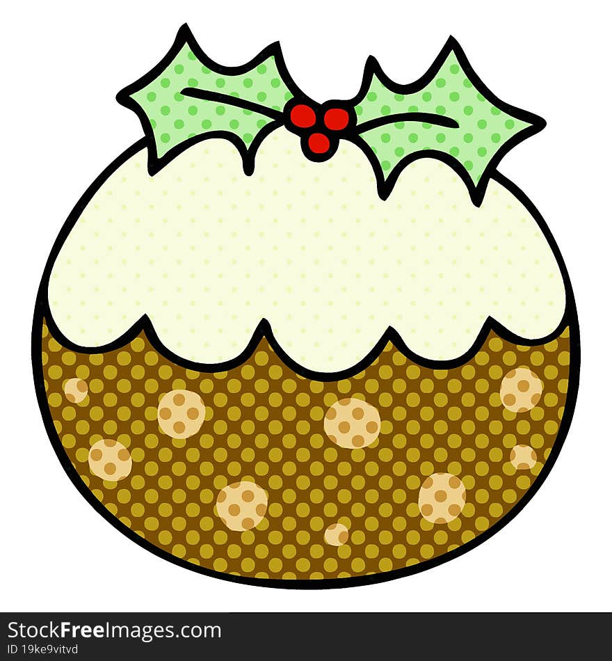 quirky comic book style cartoon christmas pudding