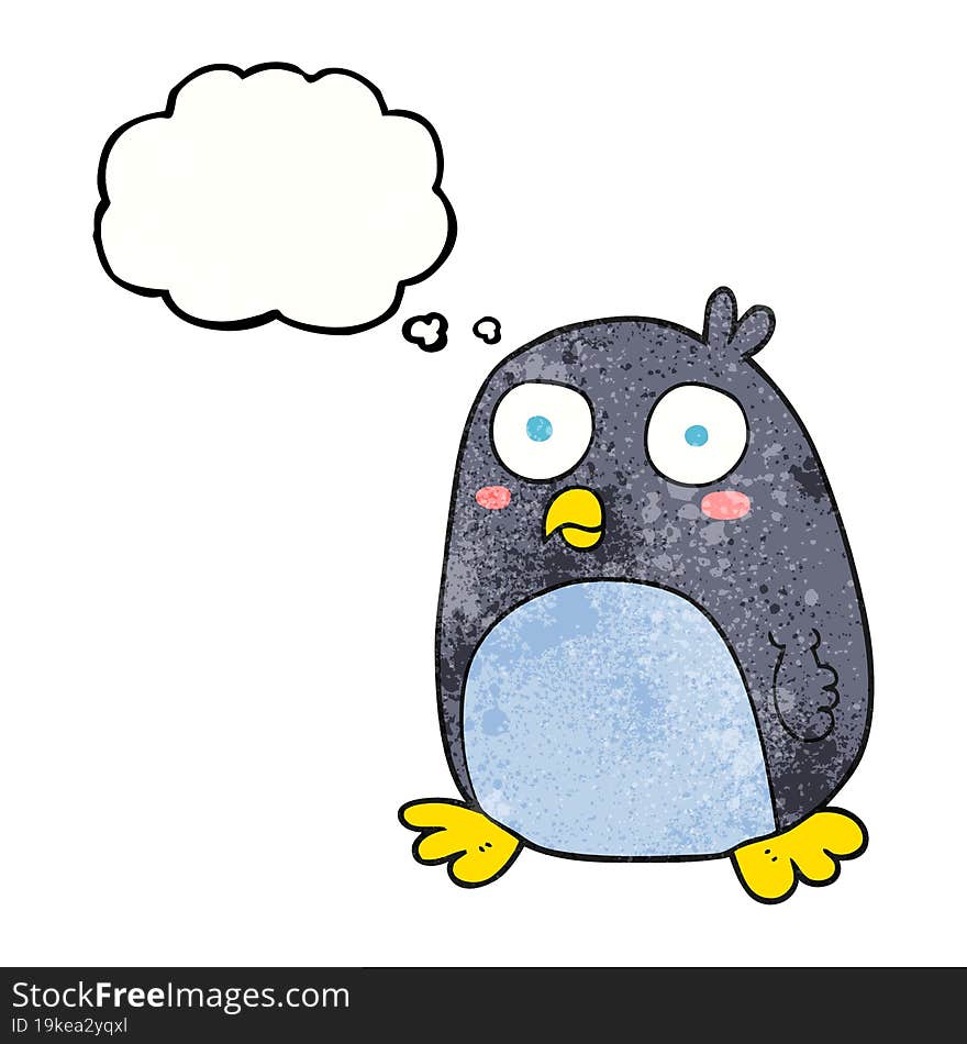 thought bubble textured cartoon penguin