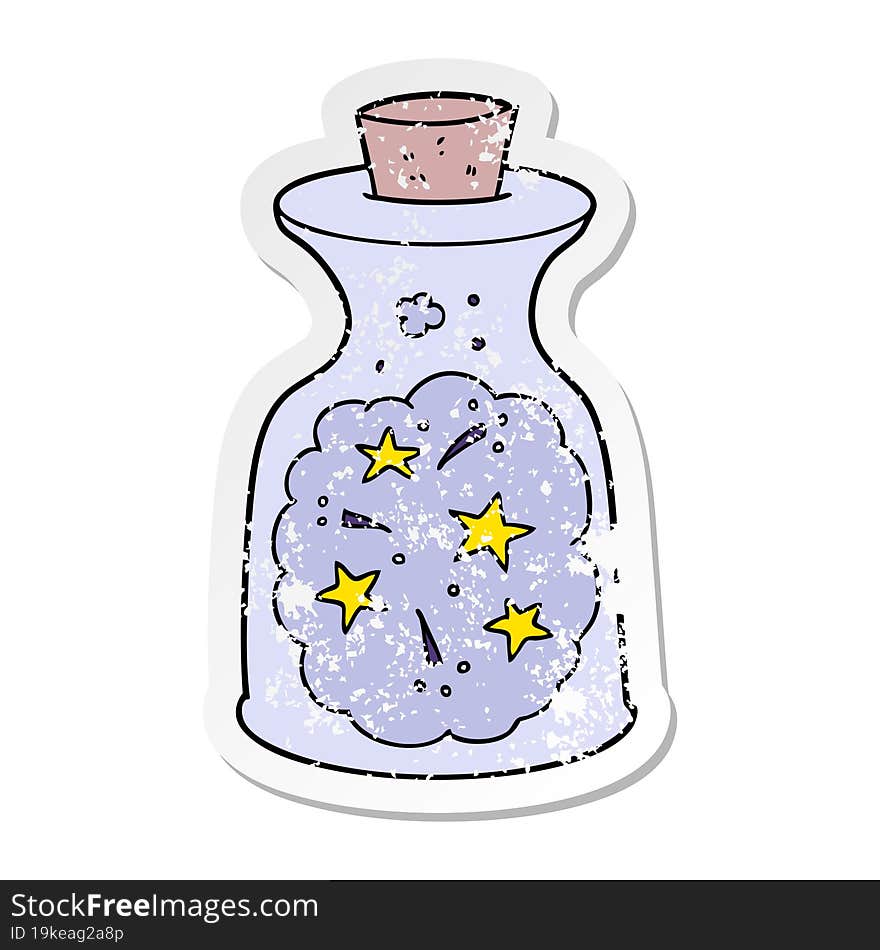 distressed sticker of a cartoon magic potion