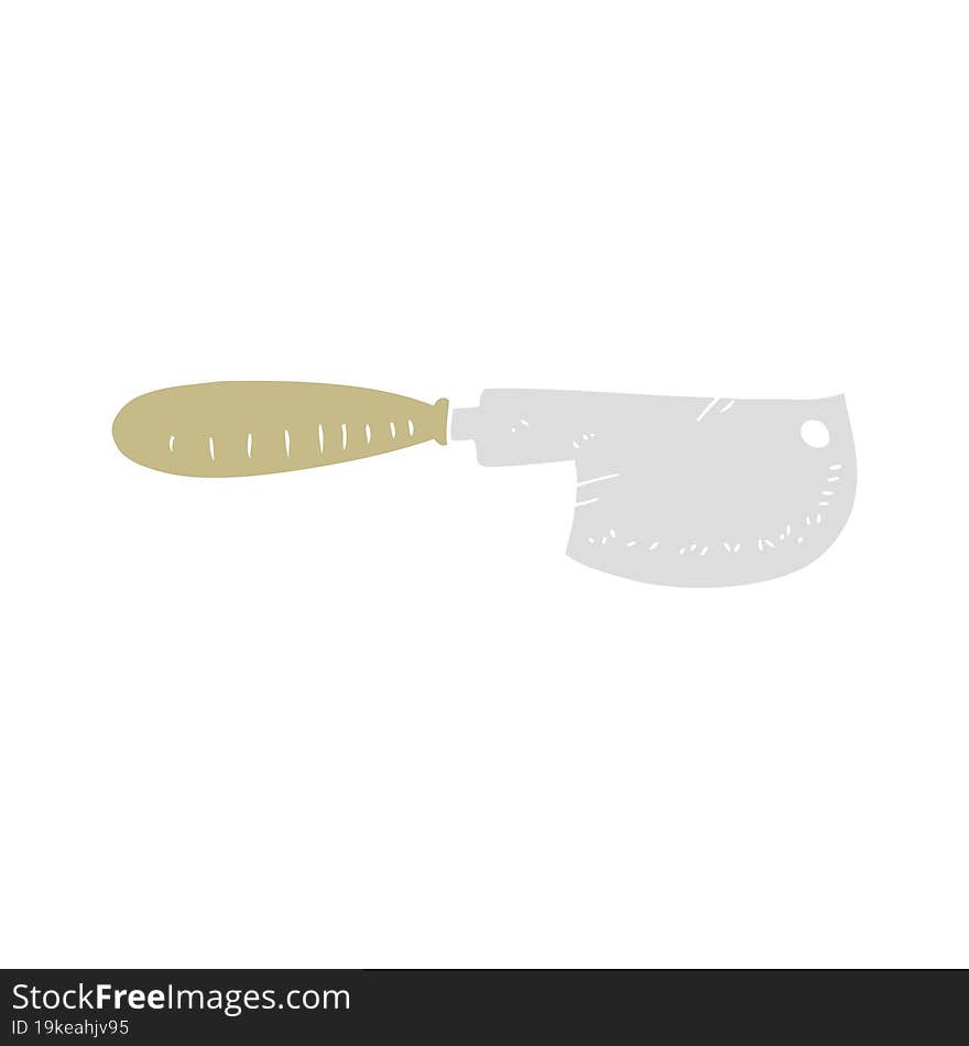 Flat Color Illustration Of A Cartoon Meat Cleaver