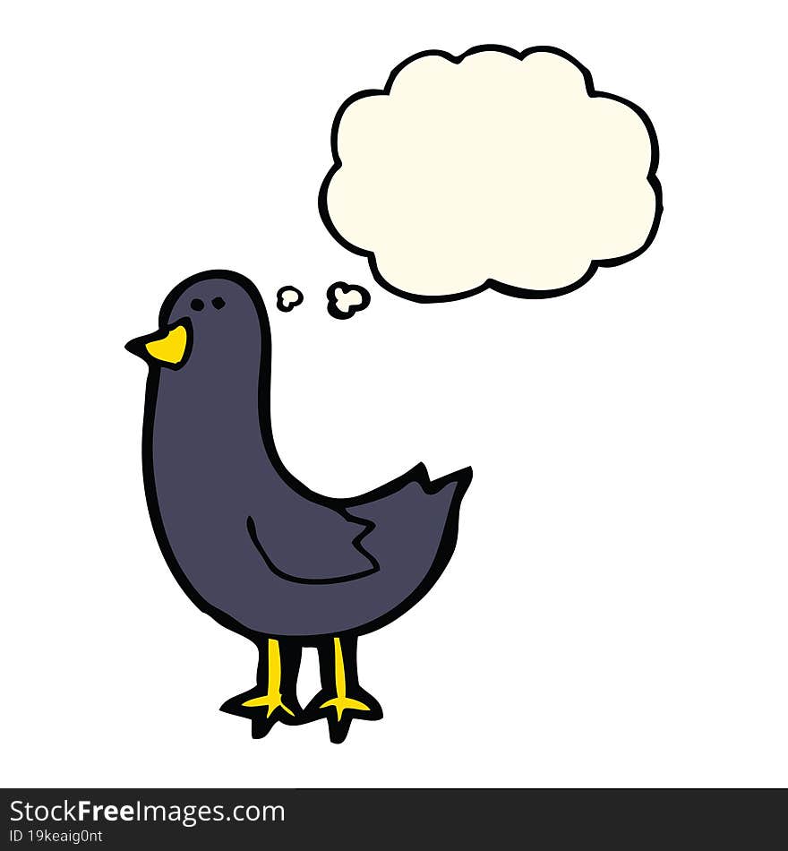 cartoon bird with thought bubble