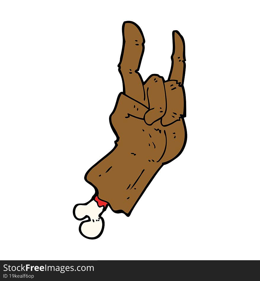 cartoon hand making rock symbol