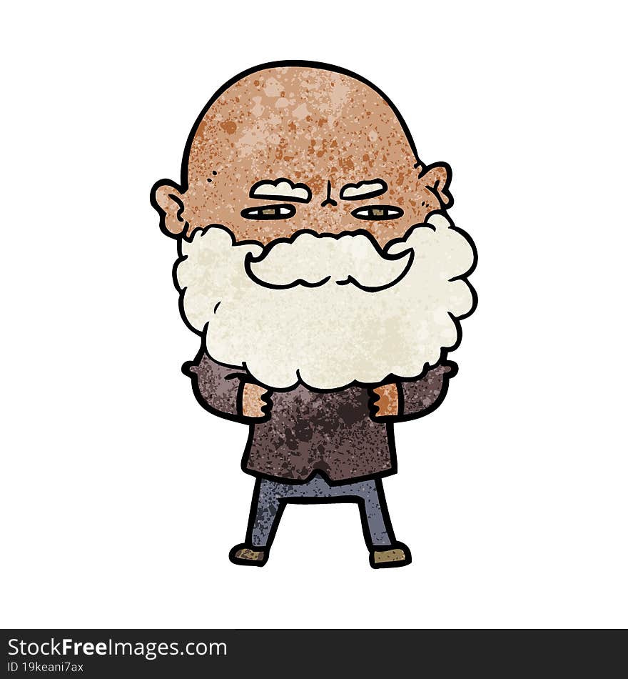 cartoon man with beard frowning. cartoon man with beard frowning