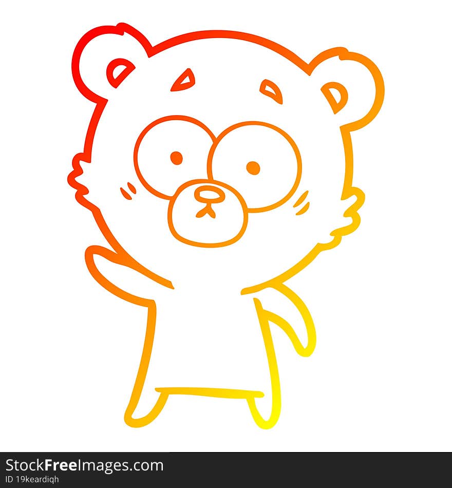 warm gradient line drawing worried bear cartoon