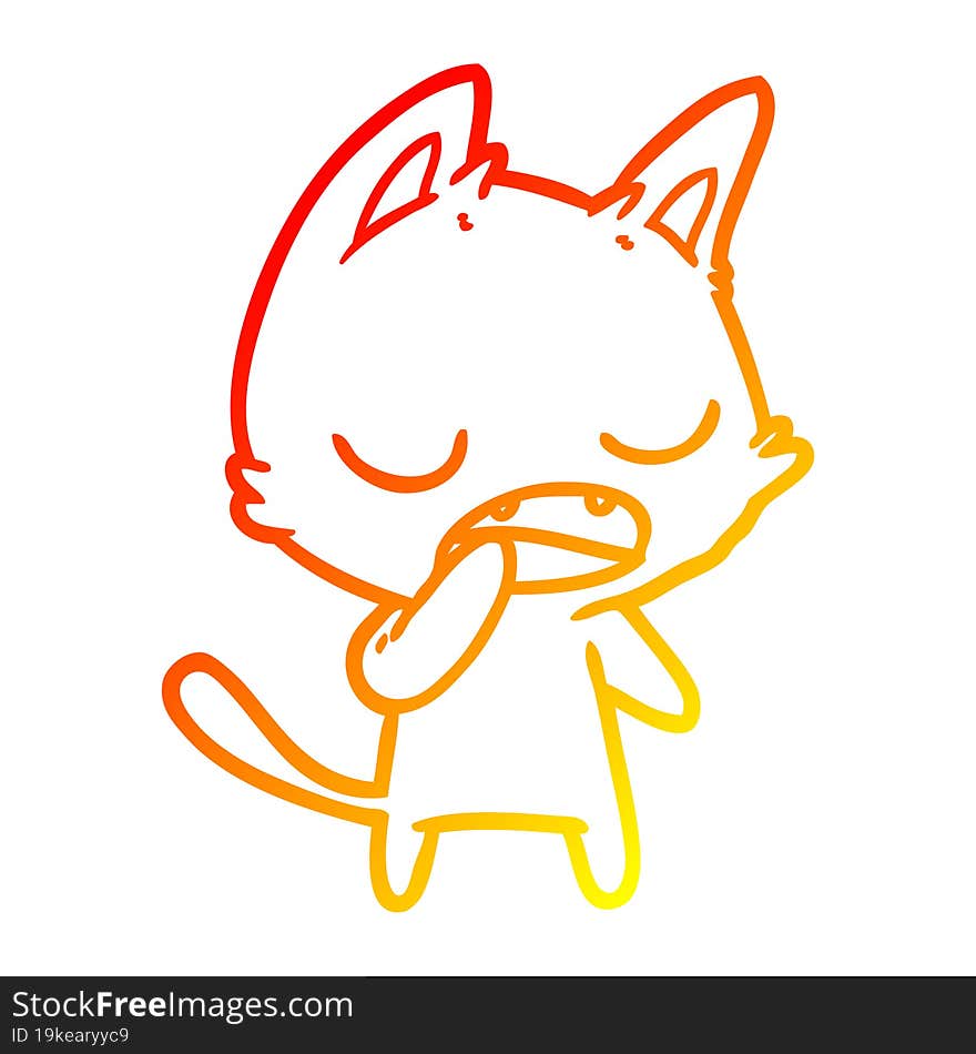 warm gradient line drawing talking cat cartoon