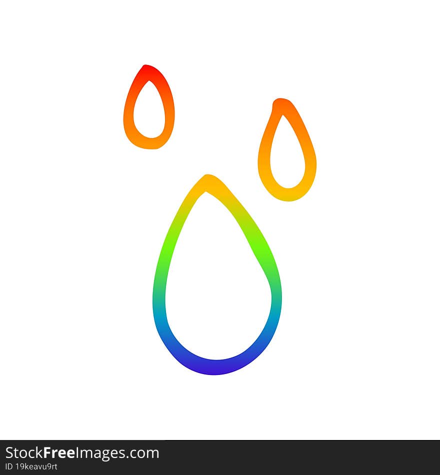 rainbow gradient line drawing cartoon rain drops