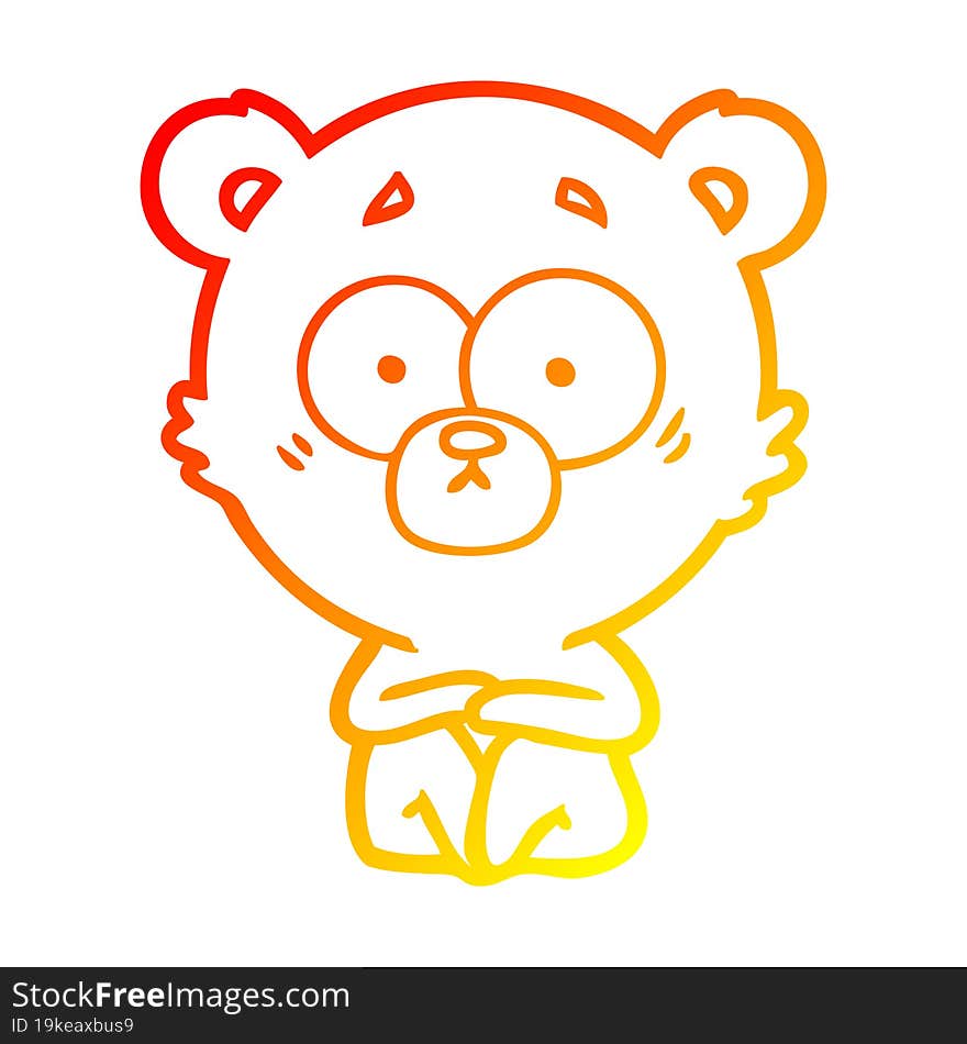 Warm Gradient Line Drawing Surprised Polar Bear Cartoon