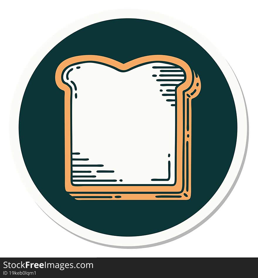 sticker of tattoo in traditional style of a slice of bread. sticker of tattoo in traditional style of a slice of bread