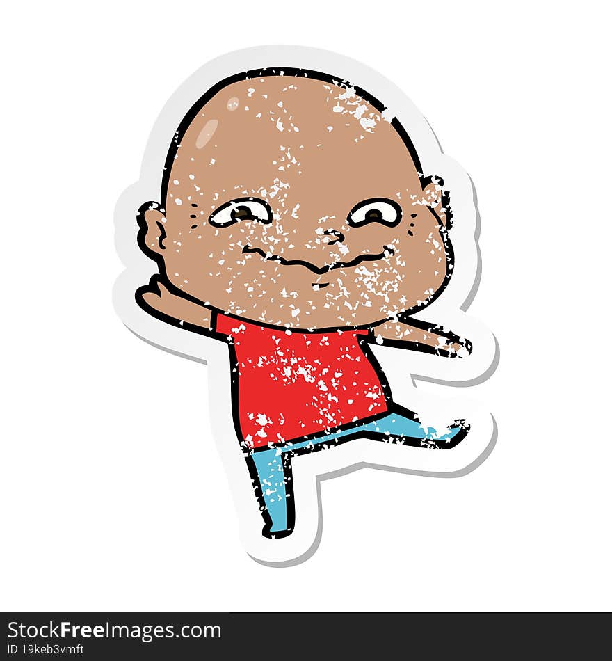 distressed sticker of a cartoon creepy guy