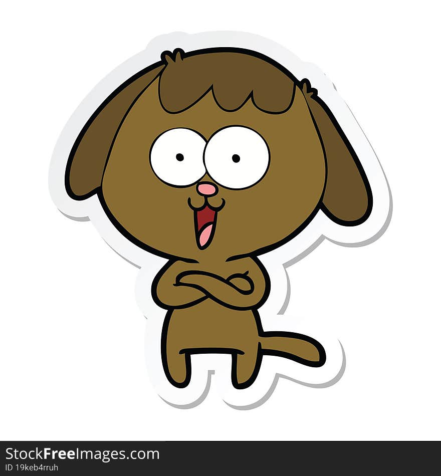 Sticker Of A Cute Cartoon Dog