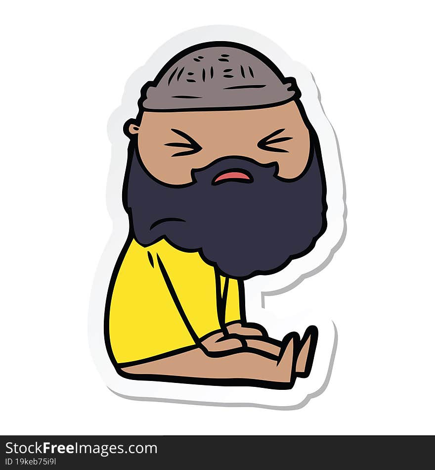 sticker of a cartoon man with beard