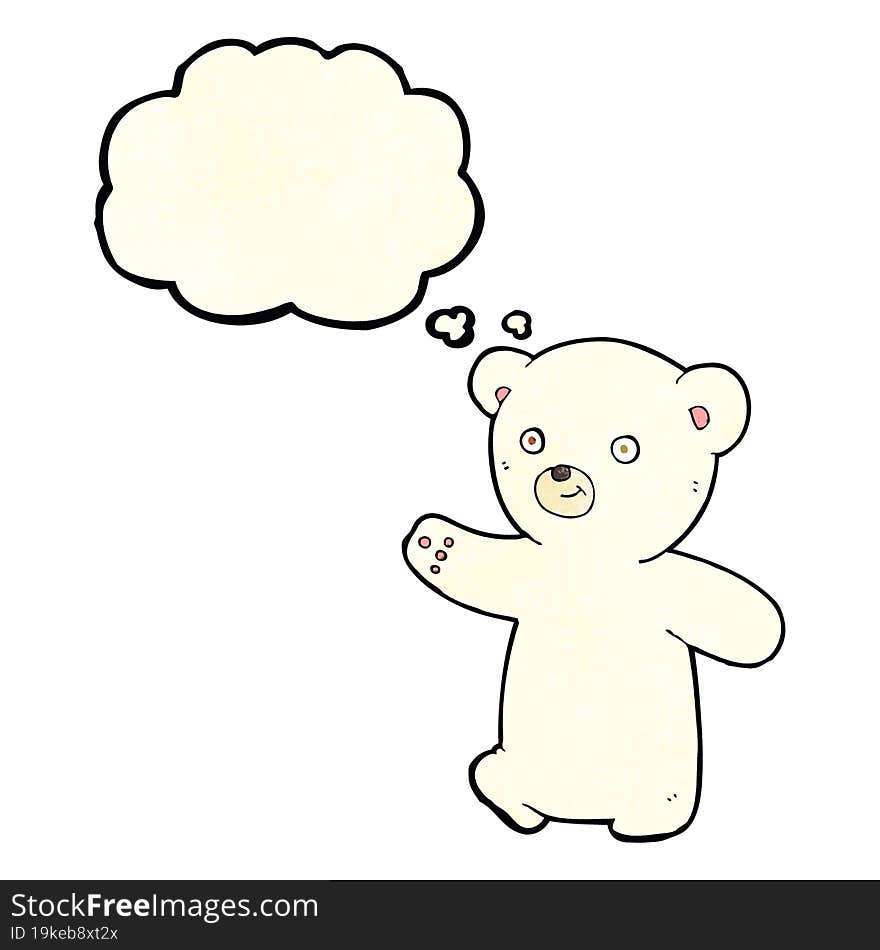 cartoon polar bear cub with thought bubble