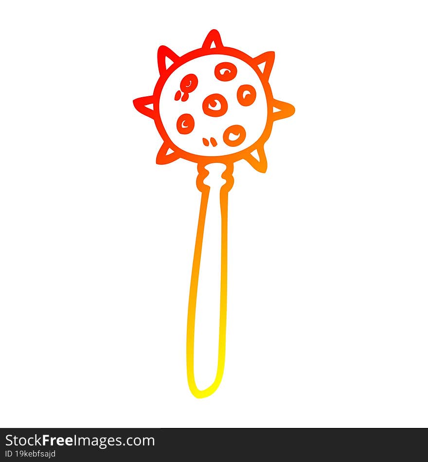 warm gradient line drawing of a cartoon medieval mace