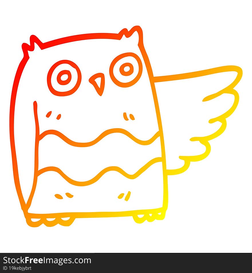 warm gradient line drawing cartoon cute owl