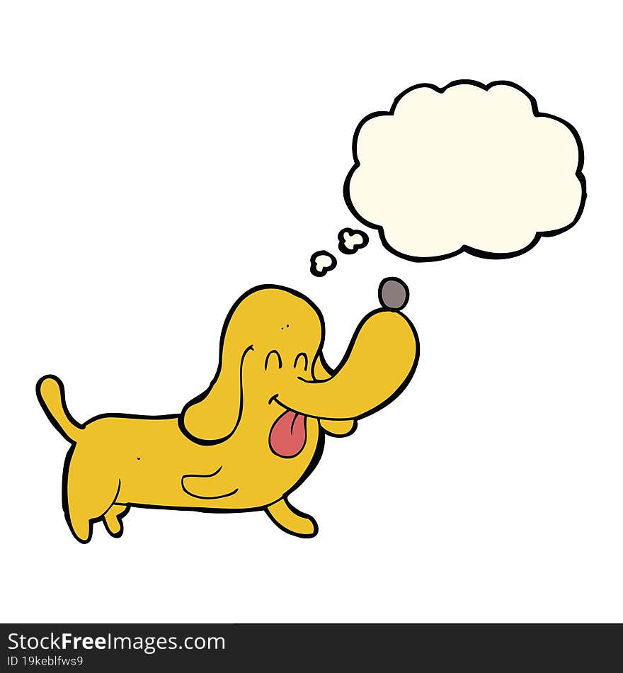 Cartoon Happy Dog With Thought Bubble