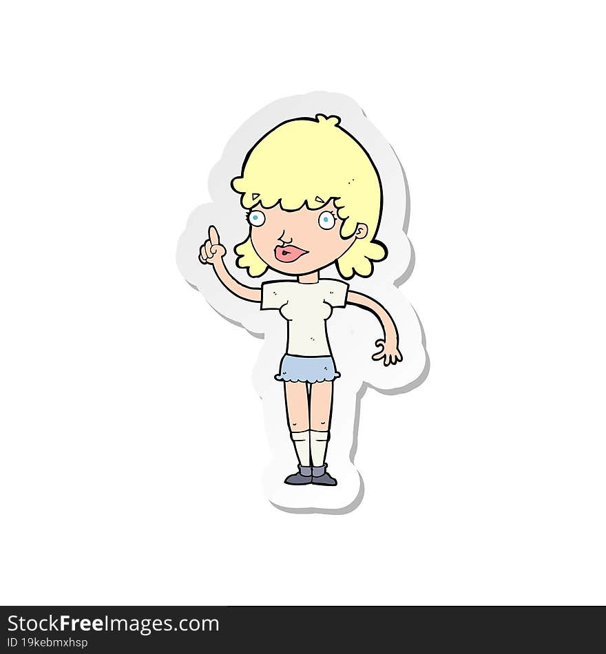 sticker of a cartoon woman with idea