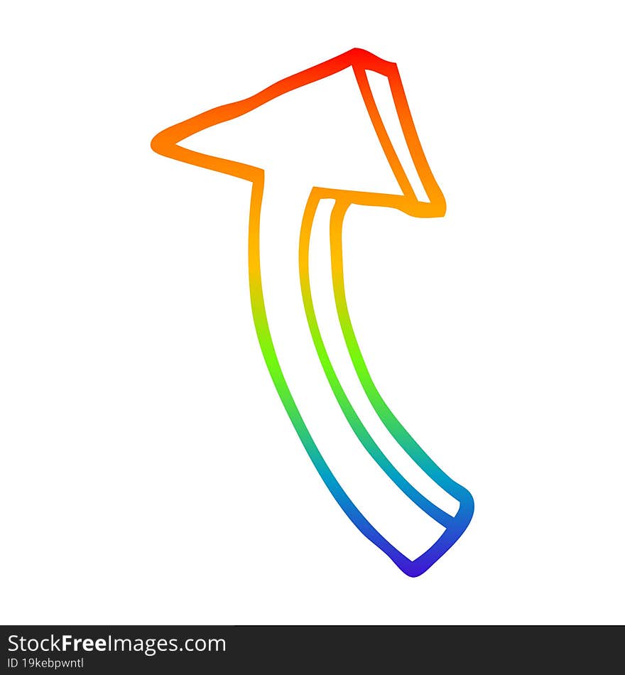 Rainbow Gradient Line Drawing Cartoon Pointing Arrow