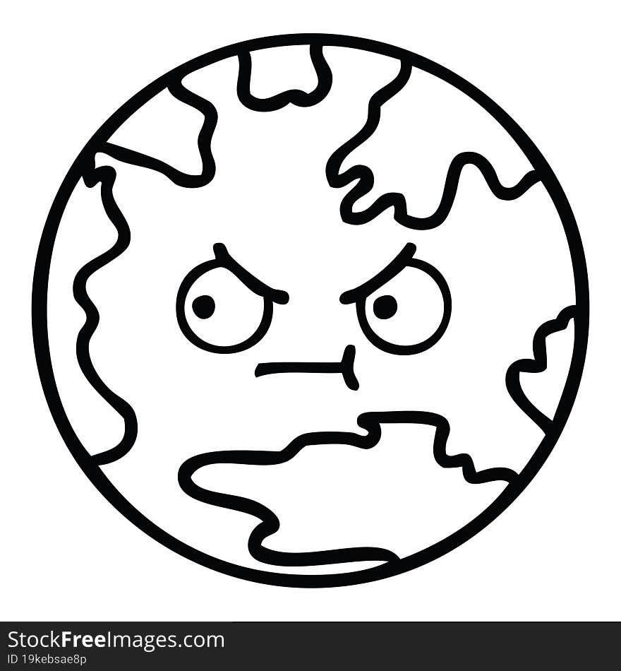 line drawing cartoon planet earth