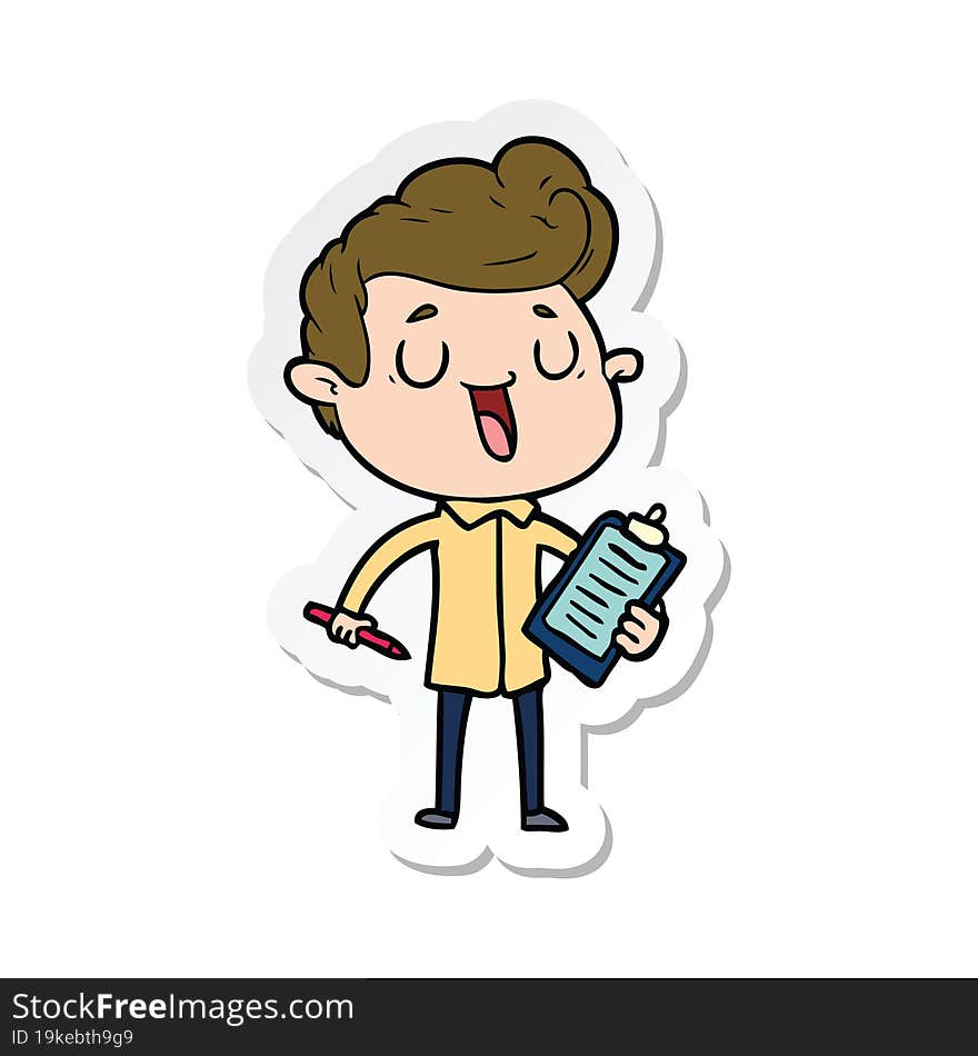 sticker of a happy cartoon man