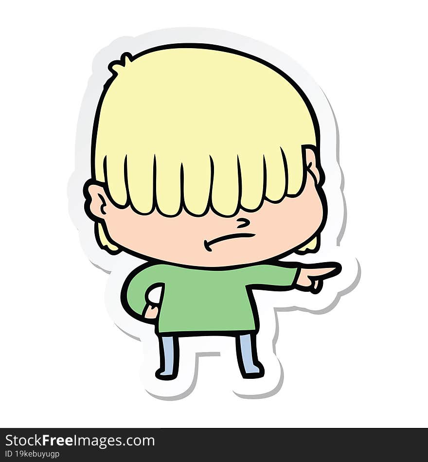 sticker of a cartoon boy with untidy hair