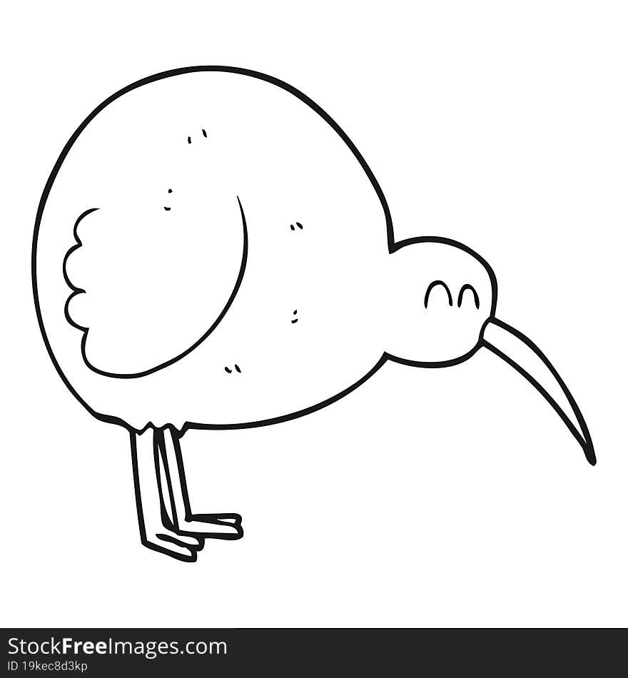 Black And White Cartoon Kiwi Bird