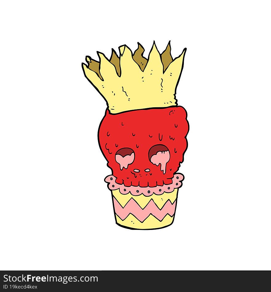 Spooky Skull Cupcake Cartoon