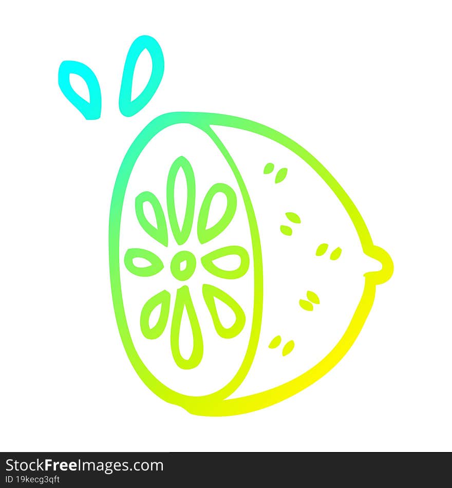 cold gradient line drawing cartoon lime fruit