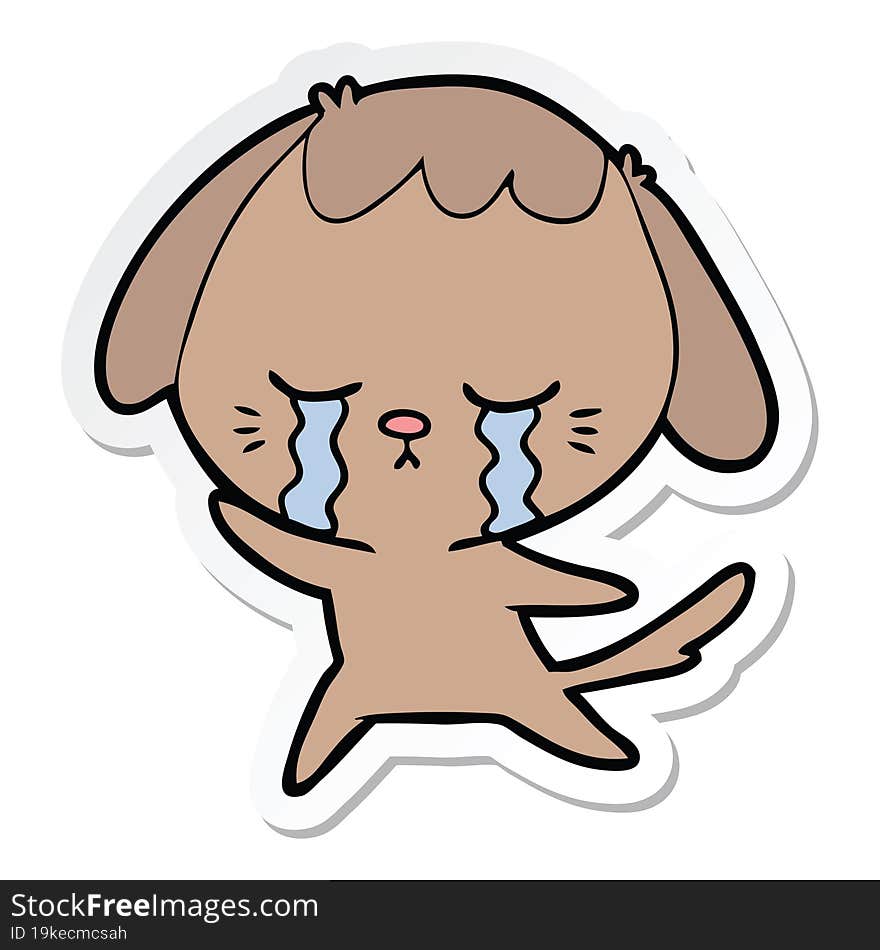 sticker of a cartoon crying dog