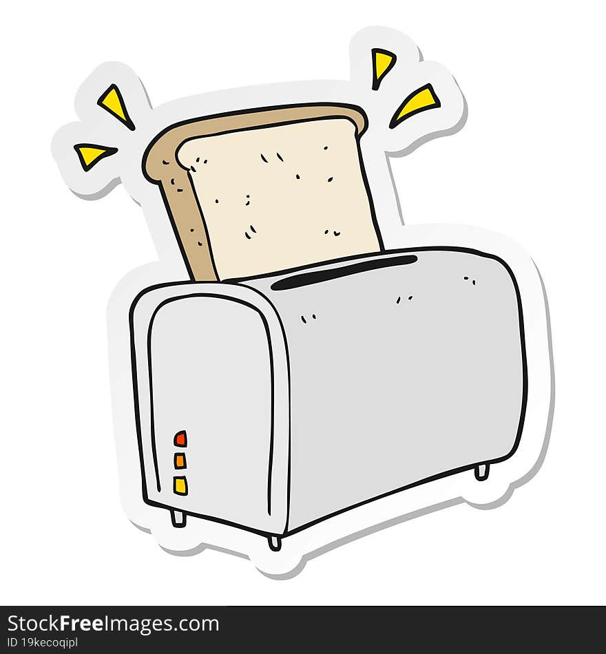 sticker of a cartoon toaster