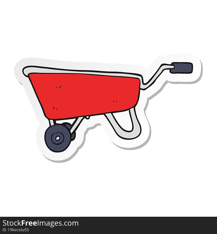 sticker of a cartoon wheelbarrow